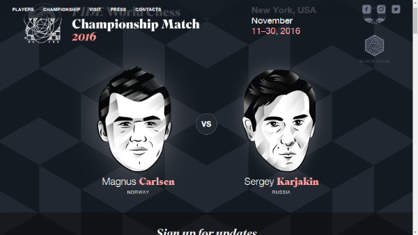 Homepage del sito del Mondiale 2016