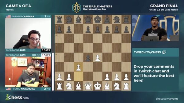 chessable master 23 naka caruana finale diretta